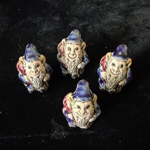 Set of 4 Vintage Blue and Red Gnome Beads Marked Peru ‘97